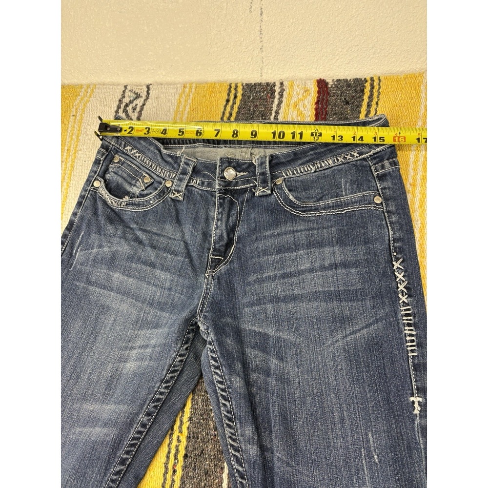 Cowgirl Tuff Jeans Blue Denim Size 29 X 36 Bootcut Medium Wash Distressed - Picture 3 of 10